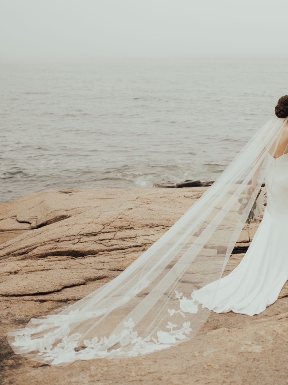 BHLDN Ivory Lace cathedral Bridal Veil - Picture 2 of 5